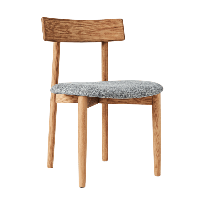 Tetra stol med polstret sæde - Betonfarvet stof-naturolieret egetræ - MUUBS