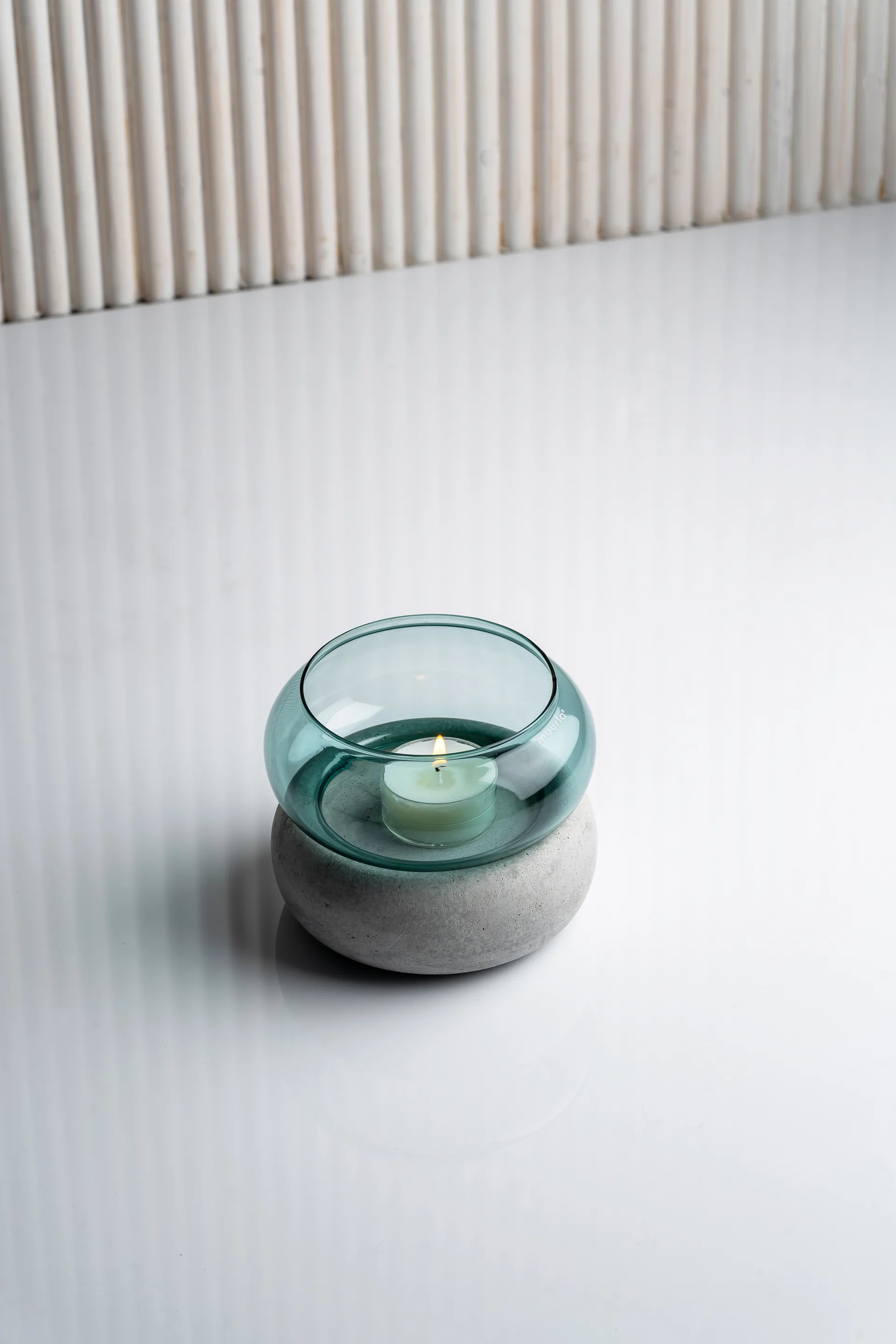 Bagel vase/fyrfadsstage 12 cm, Lake blue Muurla