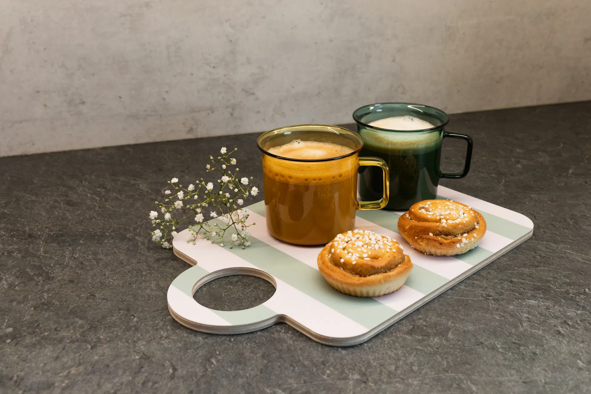 Checks & Stripes bakke 21x31 cm, Mint/Blå Muurla