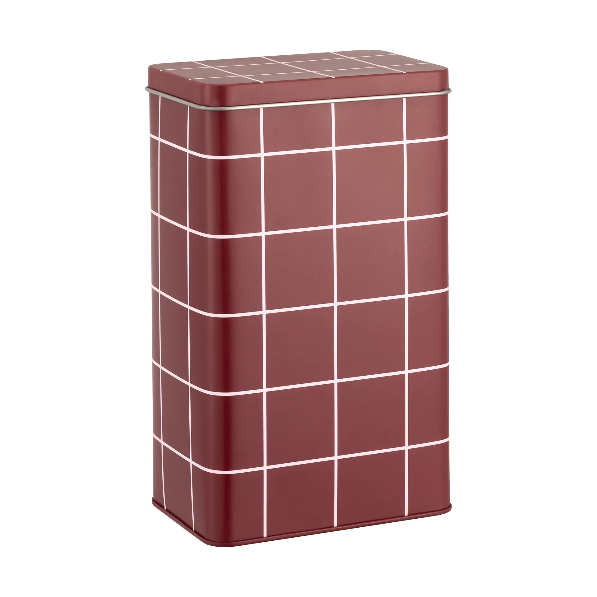 Muurla Checks & Stripes kaffedåse i blik Brown-pink, 12x8x20 cm