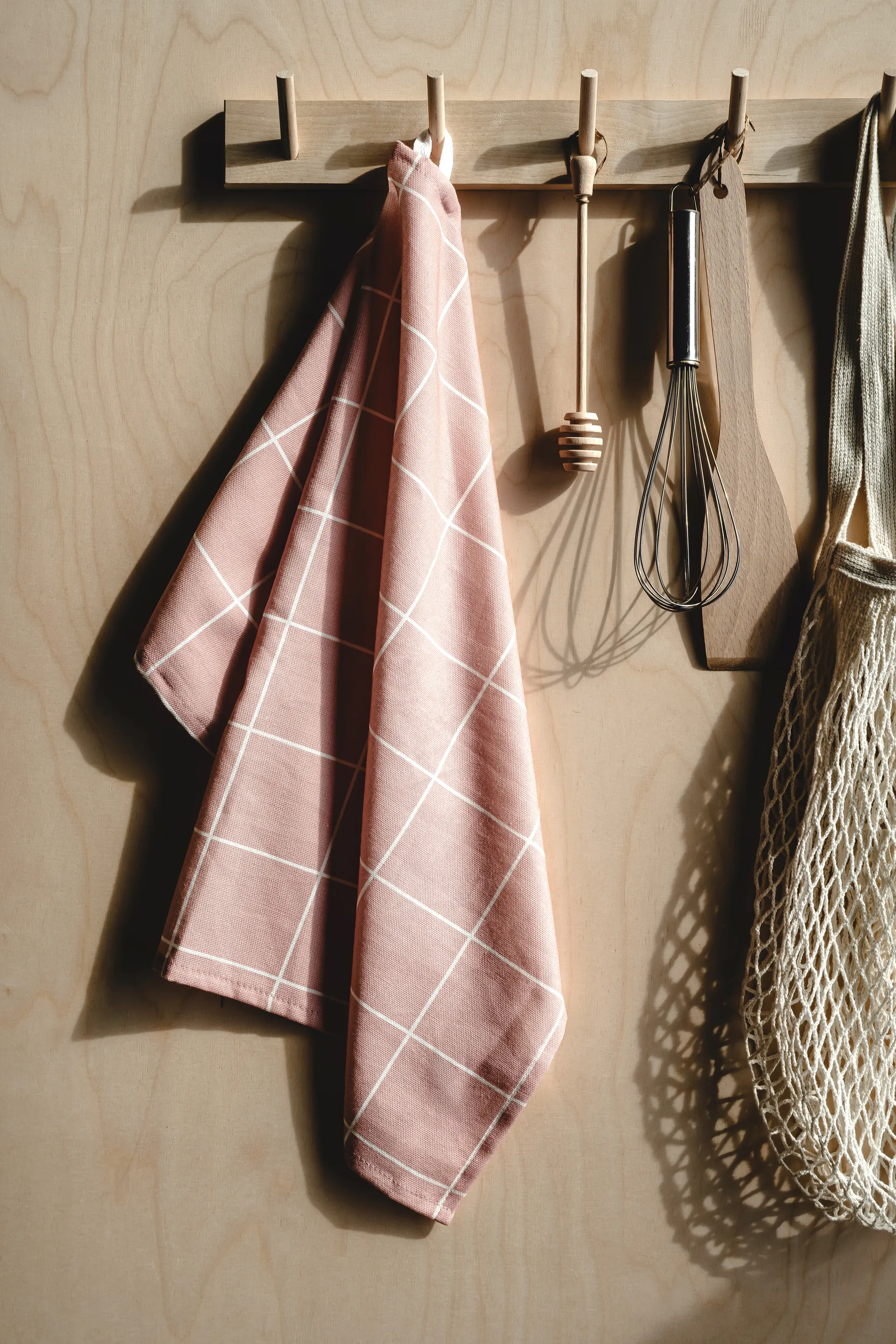 Checks & Stripes køkkenhåndklæde 50x70 cm, Pink Muurla