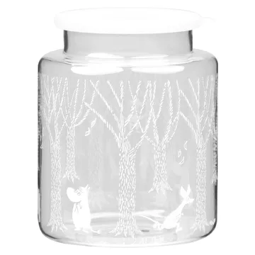 In the Woods glaskrukke med silikonelåg 17 cm - Klar/Hvid - Muurla