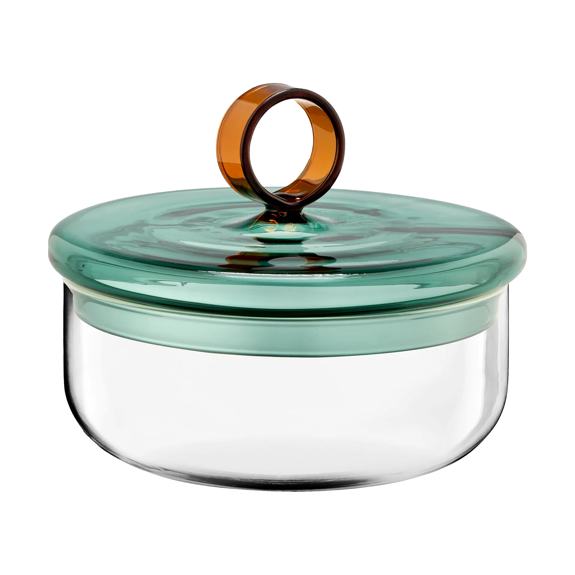 Loop lav skål med låg Ø15 cm, Klar-teal-amber Muurla