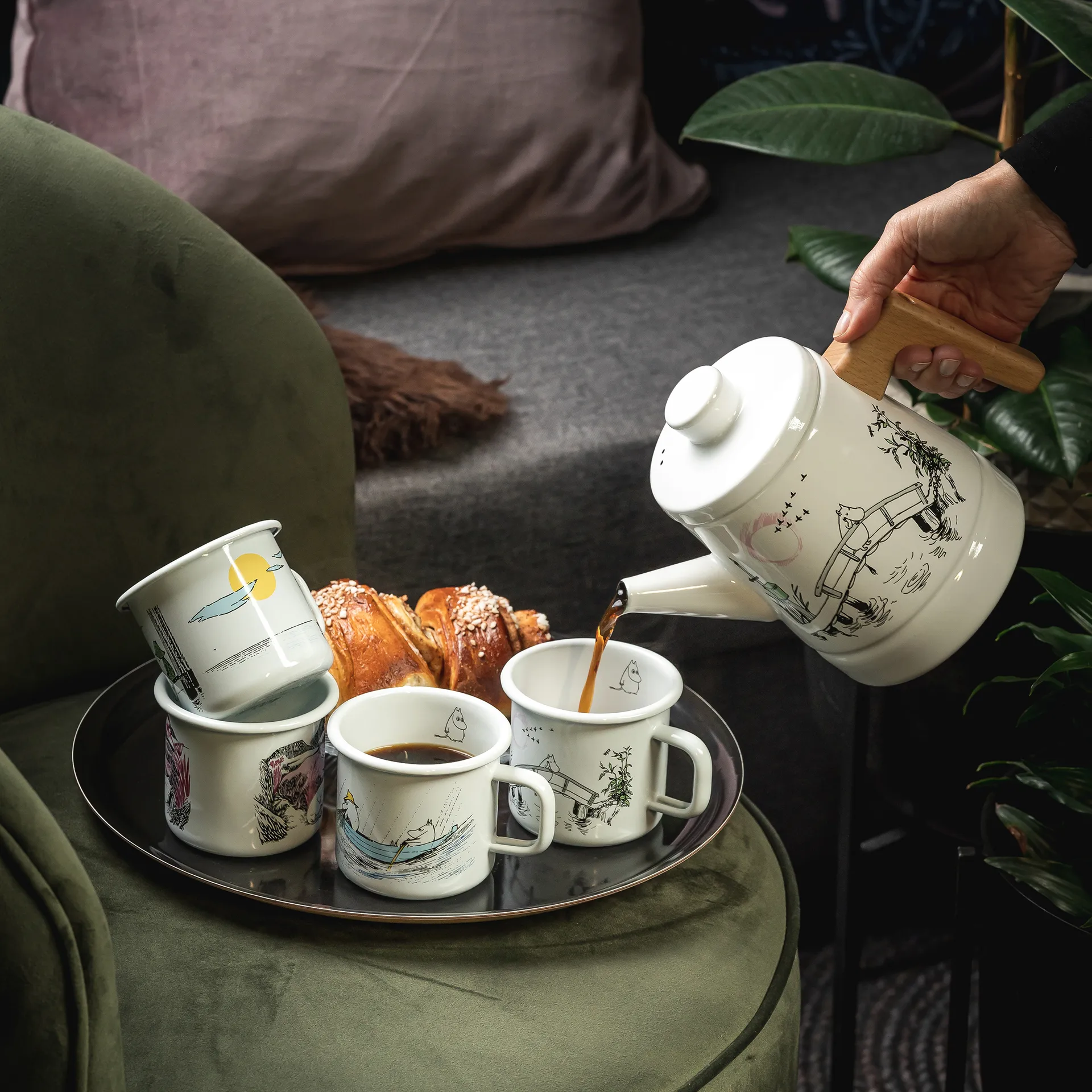 Missing You kaffekande emalje 1,6 L, Hvid Muurla