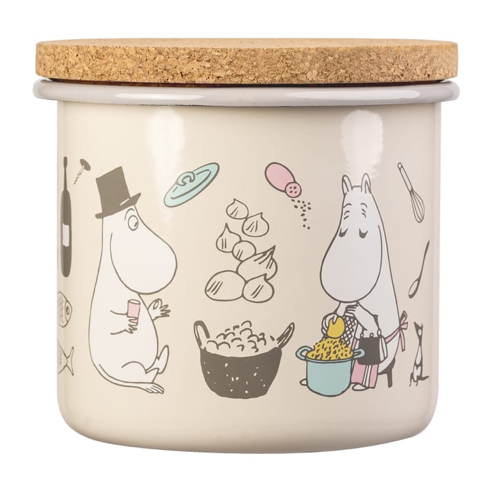 Moomin emaljekrukke med korklåg 1,3 L - Bon Appétit - Muurla