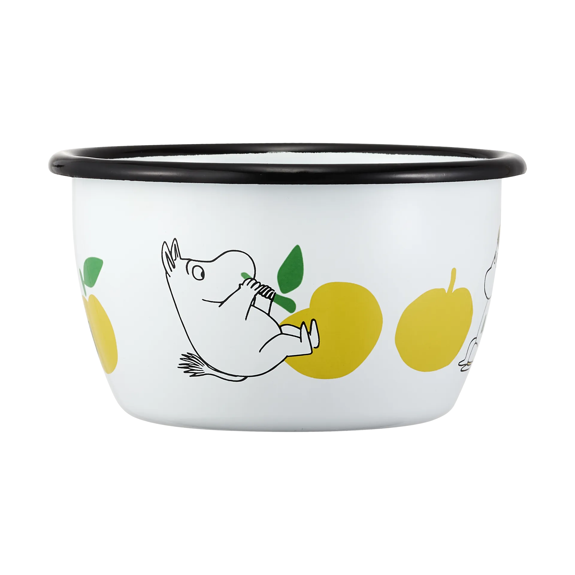 Moomin  emaljeskål 30 cl, Joyfull Apples-gul Muurla