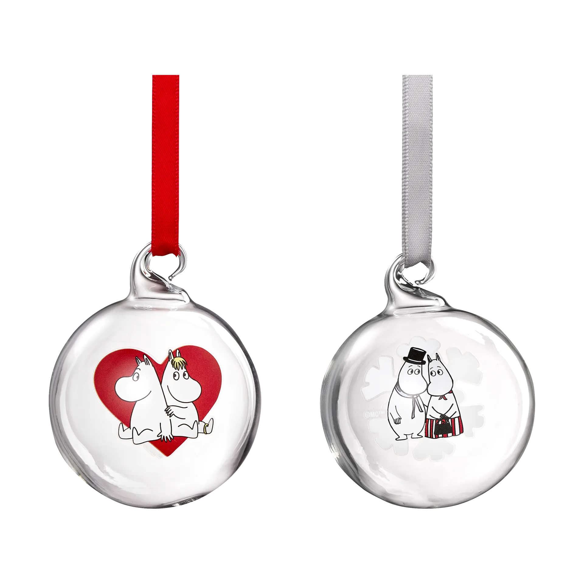 Moomin julekugle Ø5 cm 2 dele, Heart-snowflake Muurla