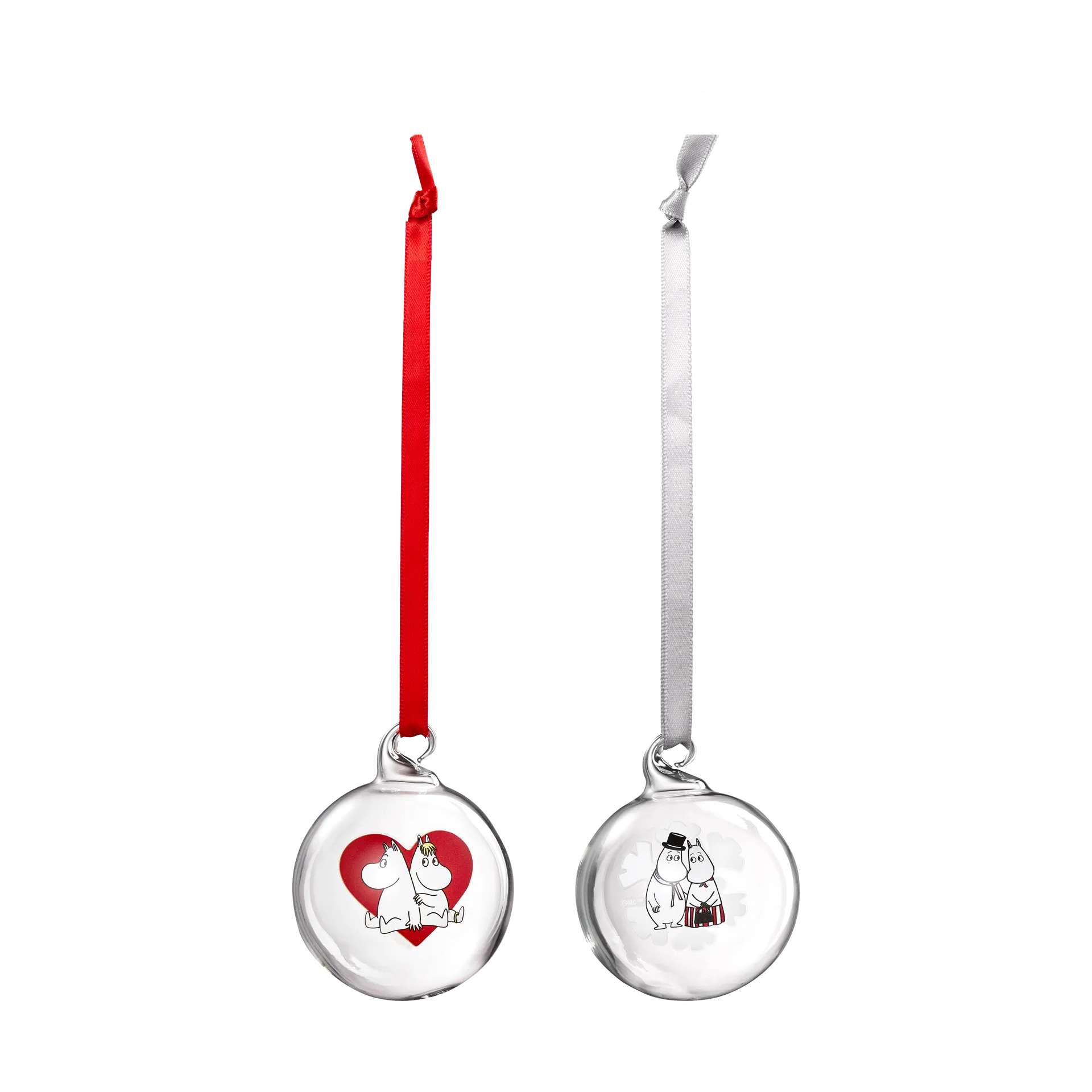 Moomin julekugle Ø5 cm 2 dele, Heart-snowflake Muurla