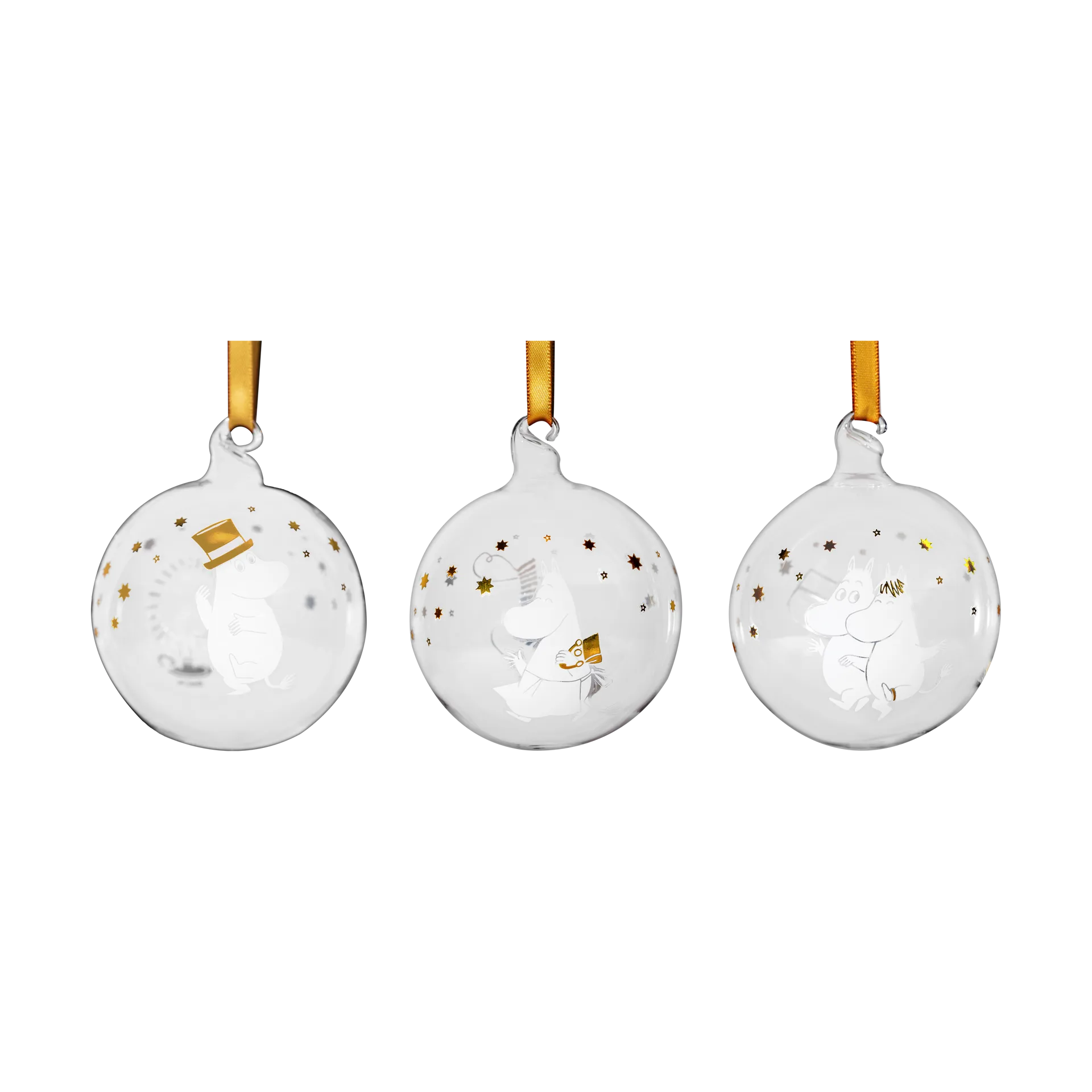 Moomin julekugle Ø7 cm 3 dele, Sparkling stars Muurla