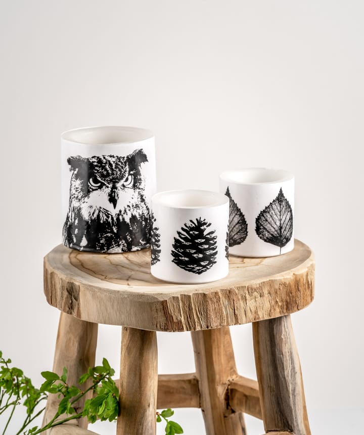 Nordic The Birch Leaf bloklys 8 cm - Hvid/Sort - Muurla
