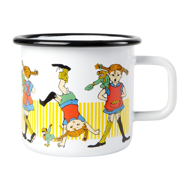 Pippi Longstocking emaljekrus 3,7 dl - White - Muurla