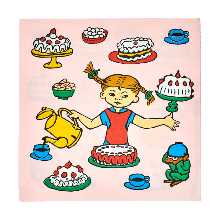 Pippi servietter 33x33 cm 20-pak - Fødselsdag - Muurla
