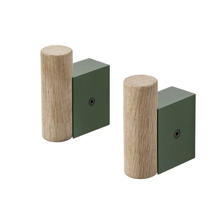 Attach tøjknag 2-pak - Oak/Dark green - Muuto