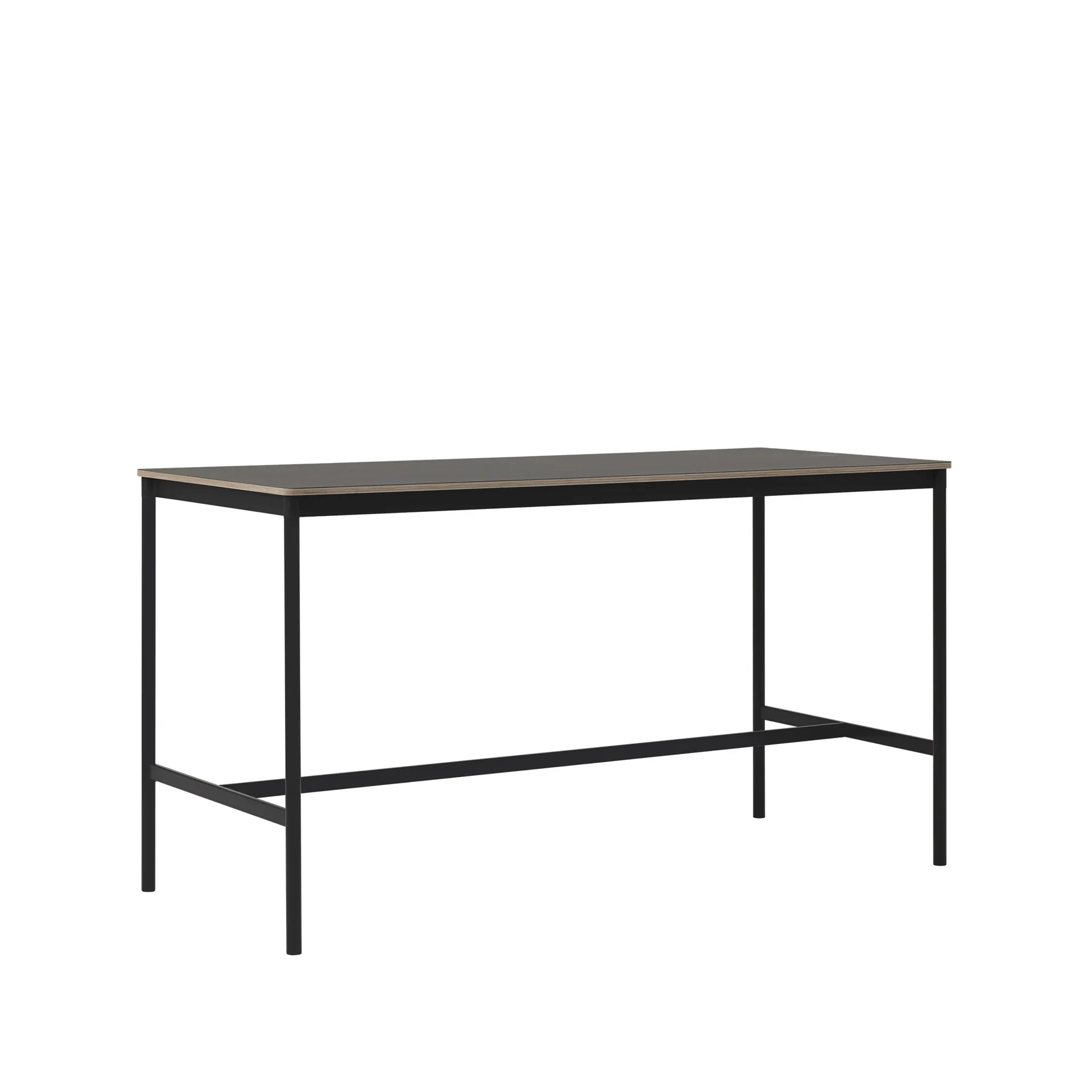 Base High barbord, black linoleum, sort understel, krydsfinérkant, B85 L190 H105 Muuto