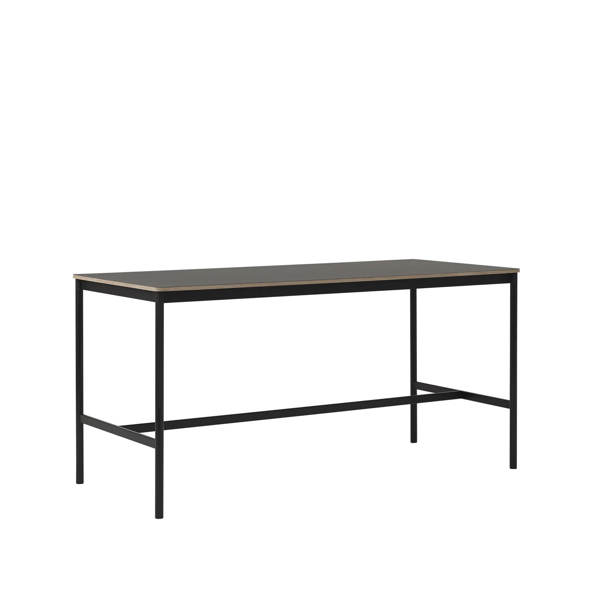 Base High barbord, black linoleum, sort understel, krydsfinérkant, B85 L190 H95 Muuto