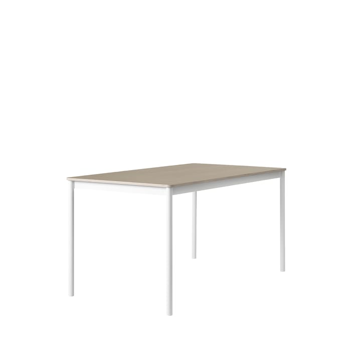 Base spisebord - oak, hvidt stel, krydsfinérkant, 140x80 cm - Muuto