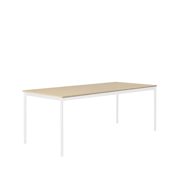 Base spisebord - oak, hvidt stel, krydsfinérkant, 190x85 cm - Muuto
