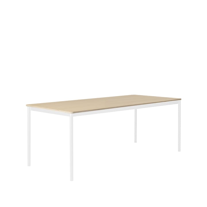 Base spisebord - oak, hvidt stel, krydsfinérkant, 190x85 cm - Muuto