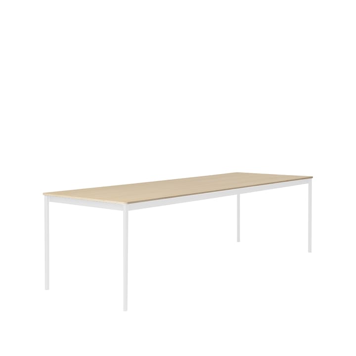 Base spisebord - oak, hvidt stel, krydsfinérkant, 250x90 cm - Muuto