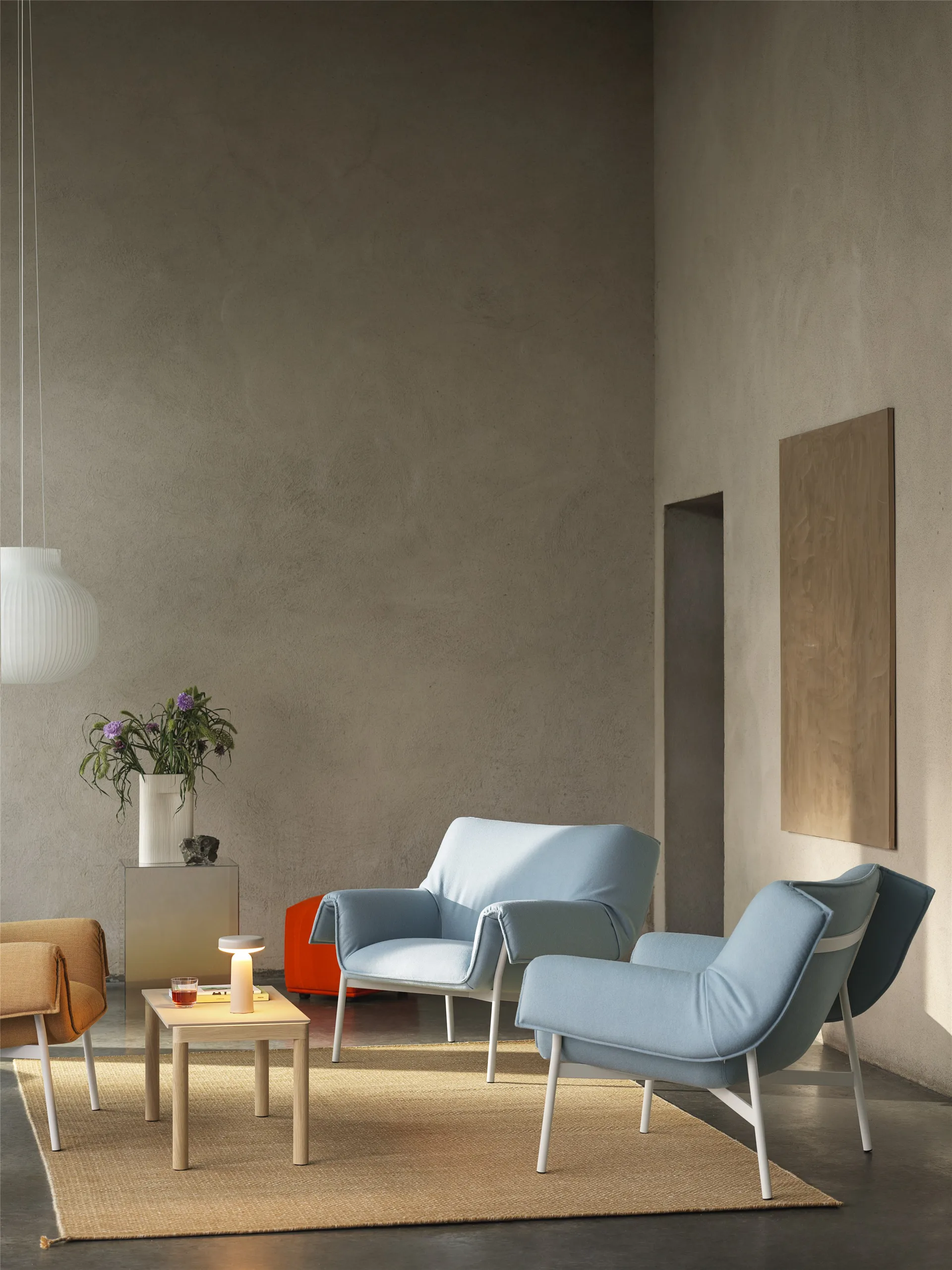 Couple 1 Wavy sofabord 40x84x40 cm, Sand/Oak Muuto