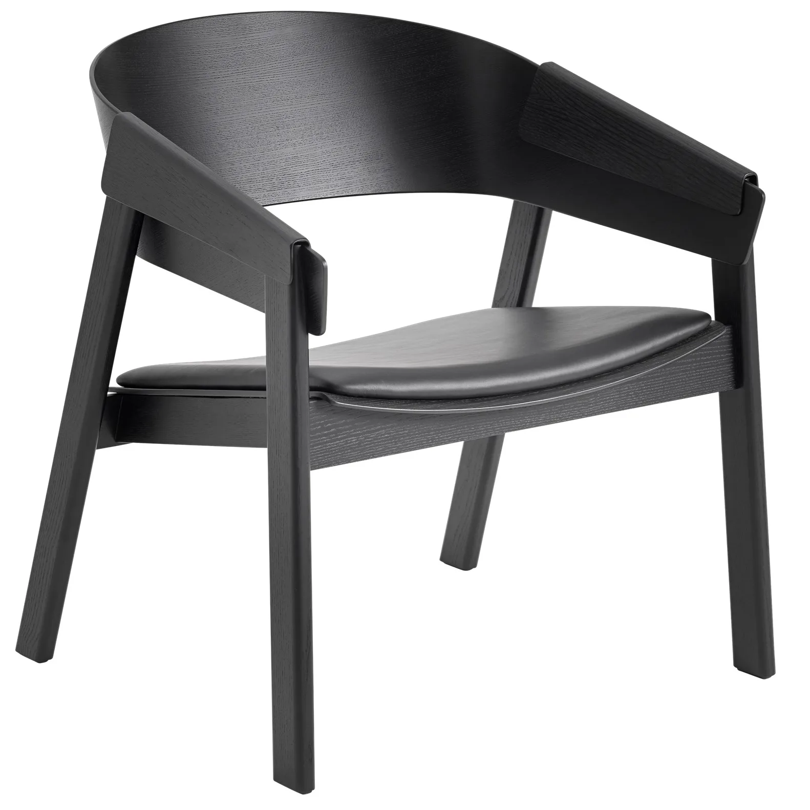 Cover loungestol læder, sort-sort Muuto