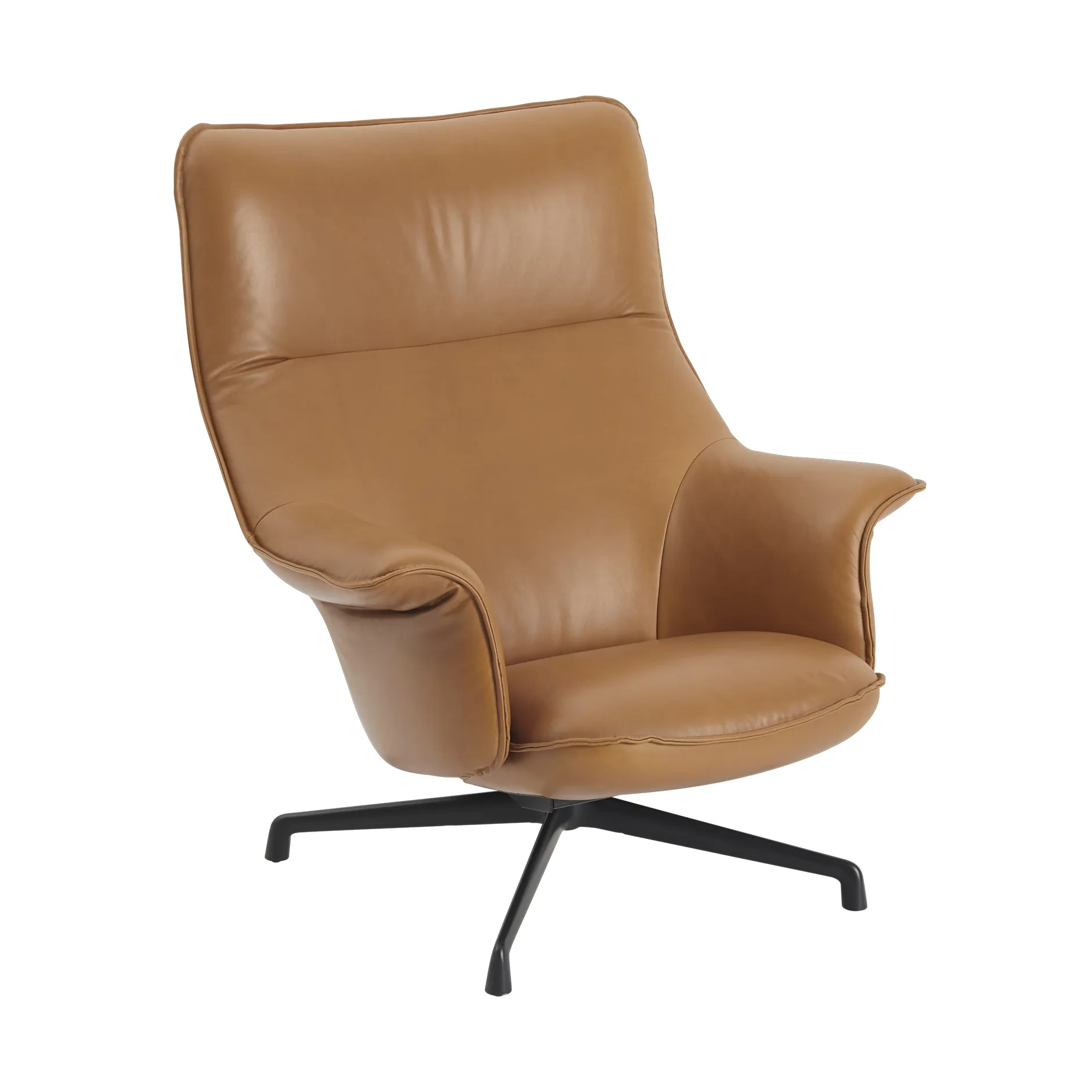 Doze lænestol swivel base, Refine leather cognac-black Muuto