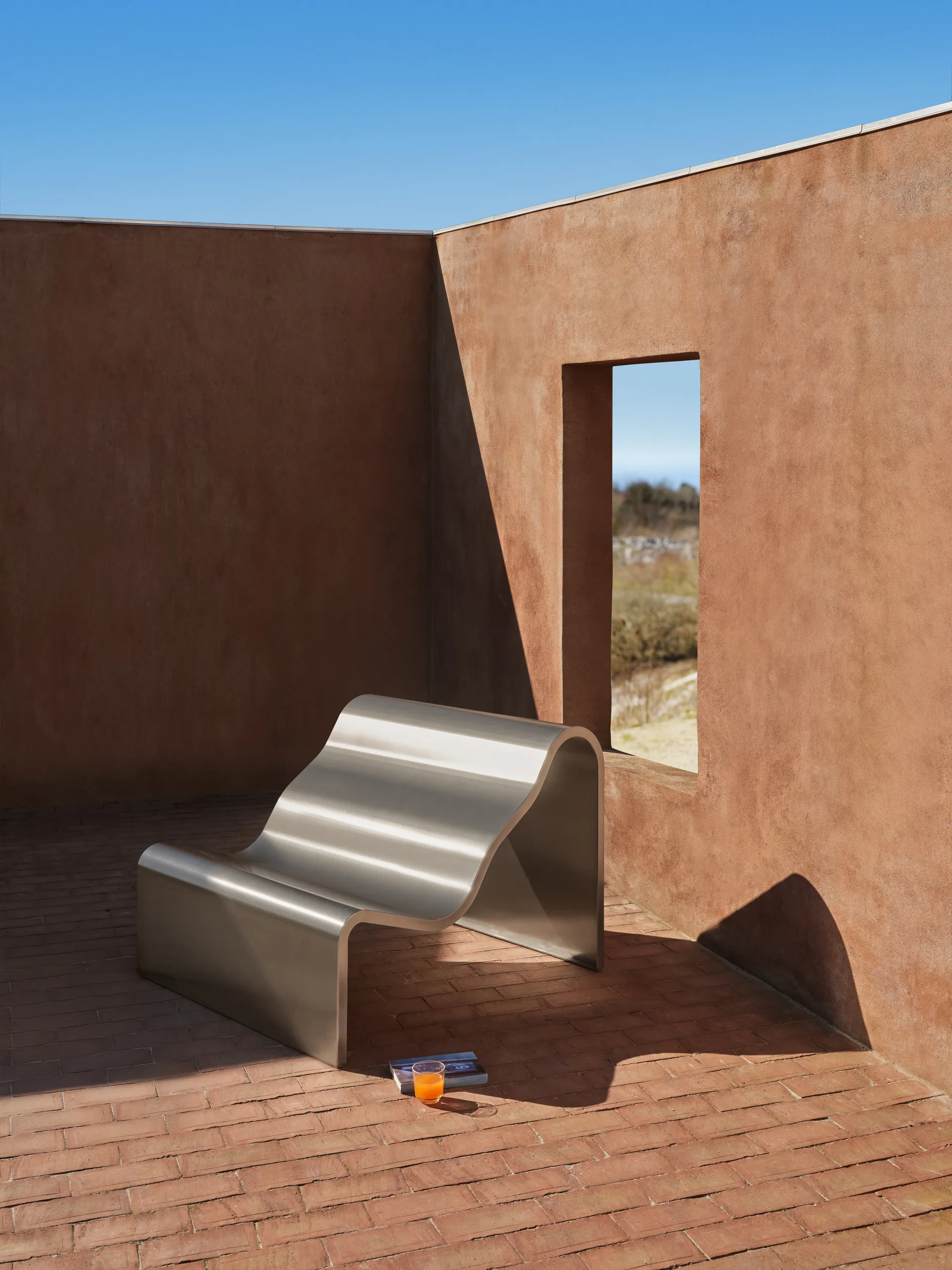 Dream View bænk, Børstet stål, 100 cm Muuto