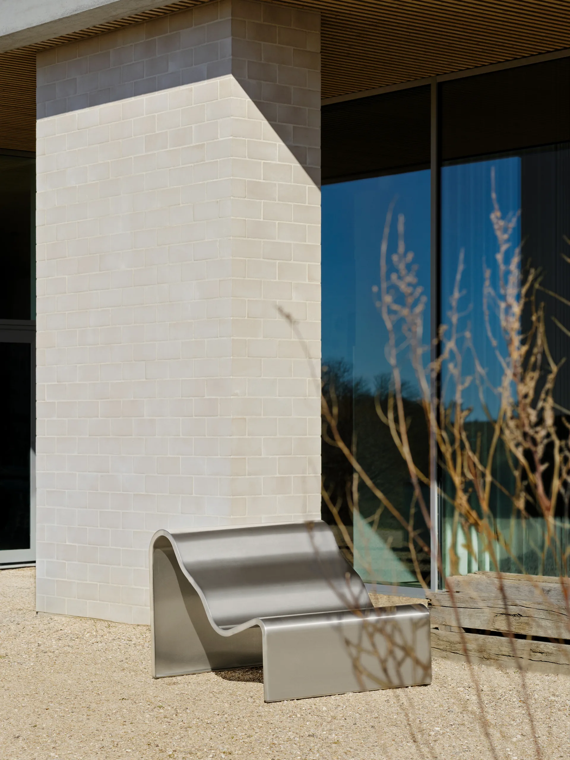 Dream View bænk, Børstet stål, 100 cm Muuto