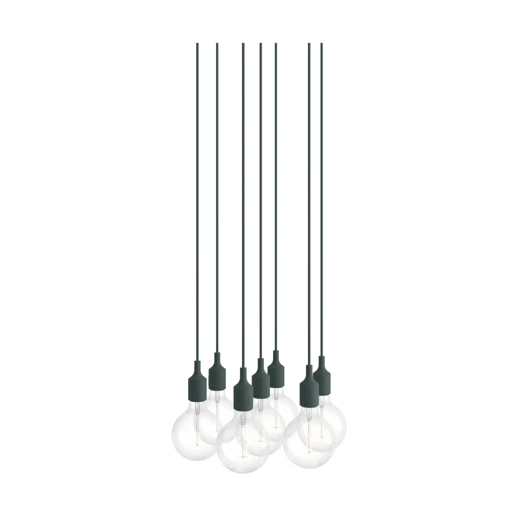 E27 Pendant Cluster 7 pendel lampe, Mørkegrøn Muuto