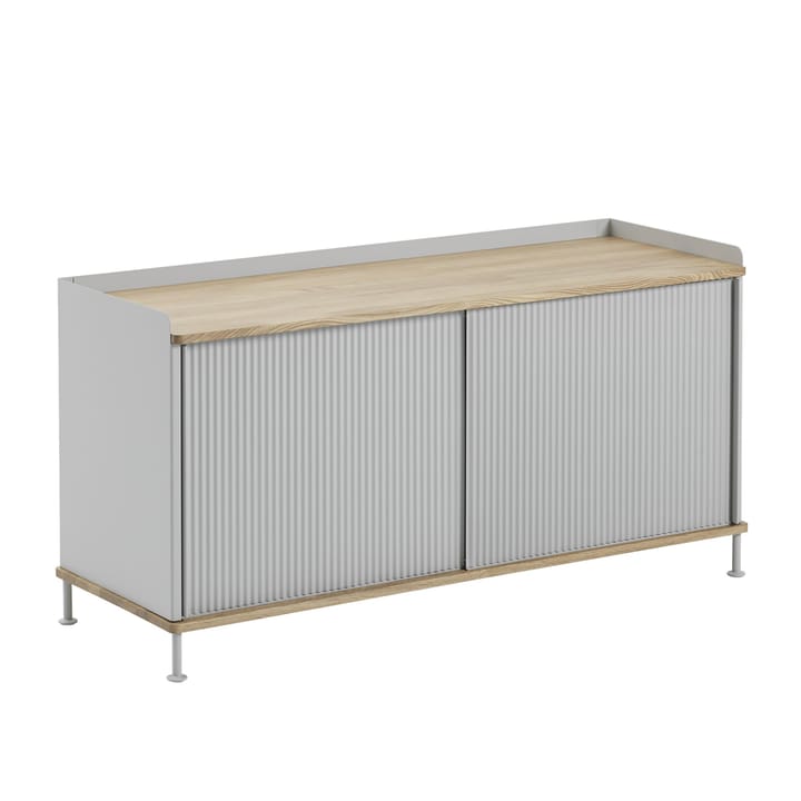 Enfold sidebord, lavt 125x45x63 cm - egetræ, grå - Muuto