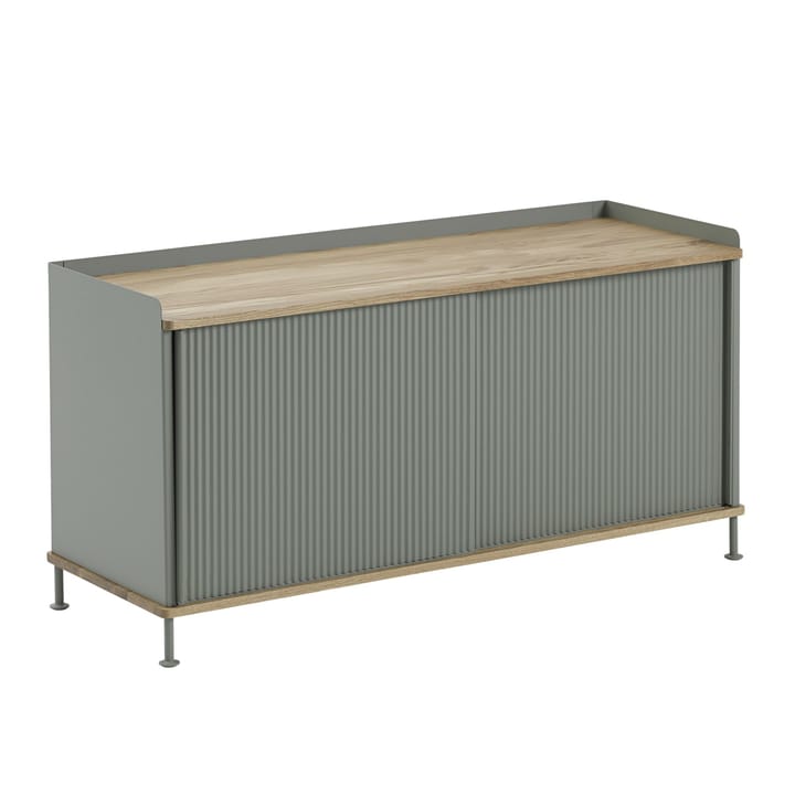 Enfold sidebord, lavt 125x45x63 cm - egetræ, grøn - Muuto