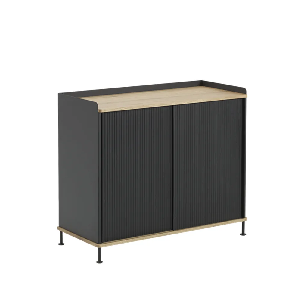 Enfold tall sideboard, Black/Oak/Metal Muuto