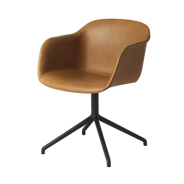 Fiber armchair drejebase kontorstol - cognac, sort understel - Muuto