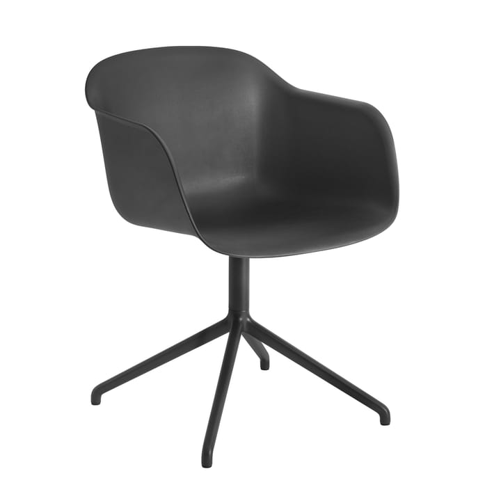 Fiber armchair drejebase kontorstol - sort - Muuto