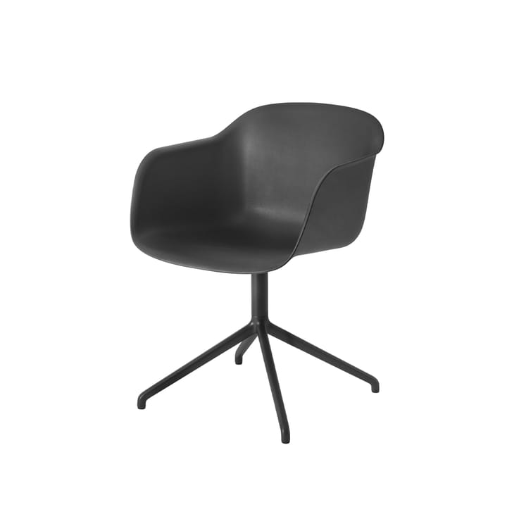 Fiber armchair drejebase med retur kontorsstol - black, sort understel - Muuto