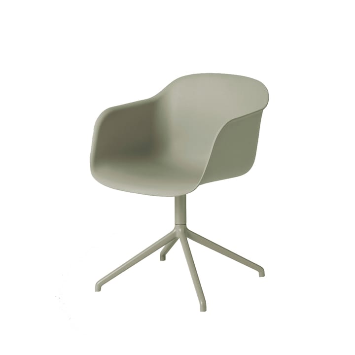 Fiber armchair drejebase med retur kontorsstol - dusty green, grønt understel - Muuto