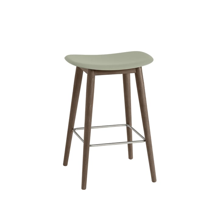 Fiber bar stool 75 cm, dusty green, mørkebrunbejdsede ben Muuto