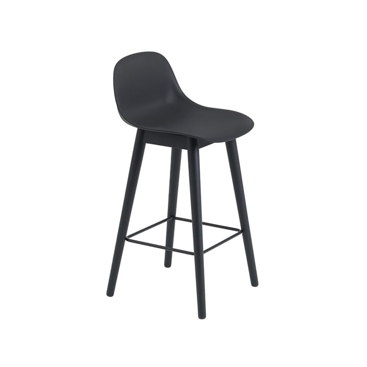 Fiber barstol med ryglæn 65 cm - Black-sorte ben - Muuto