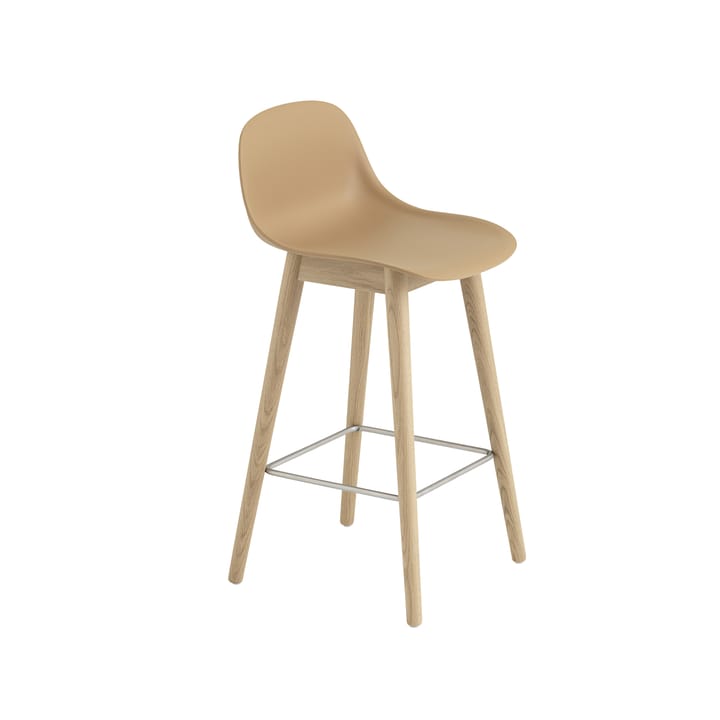 Fiber barstol med ryglæn 65 cm - Ochre-ben i eg - Muuto
