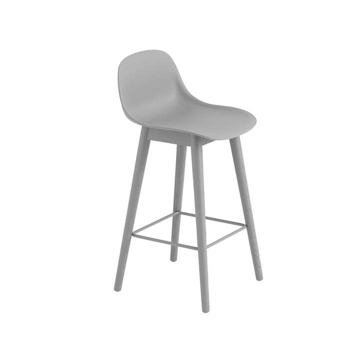 Fiber barstol med ryglæn - grey, grå ben, lav - Muuto