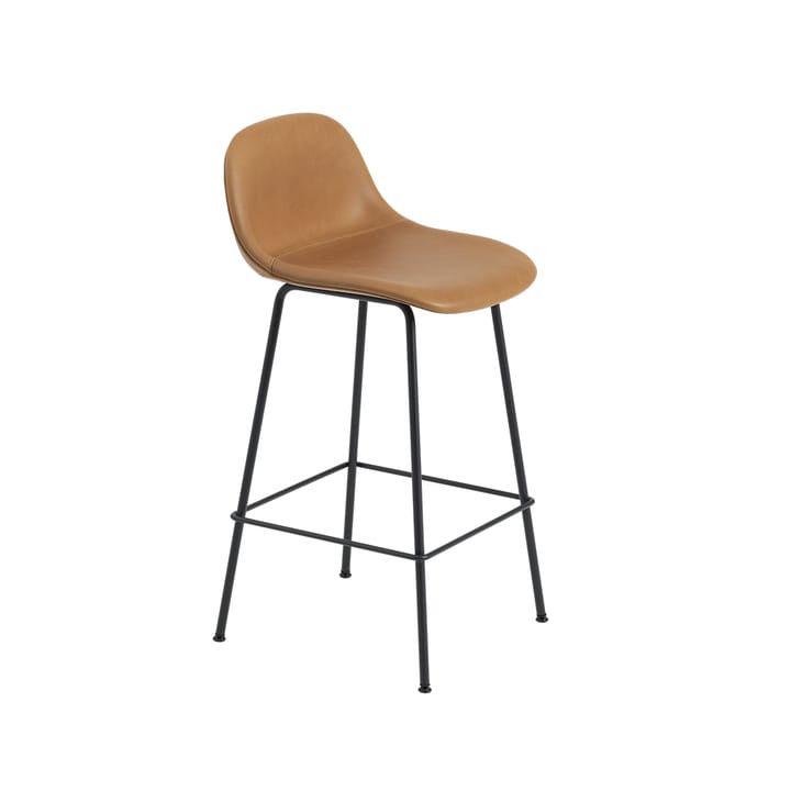 Fiber barstol metalben - Refine leather cognac, black - Muuto