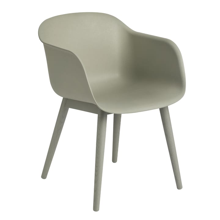 Fiber Chair stol med armlæn og træben - dusty green - Muuto