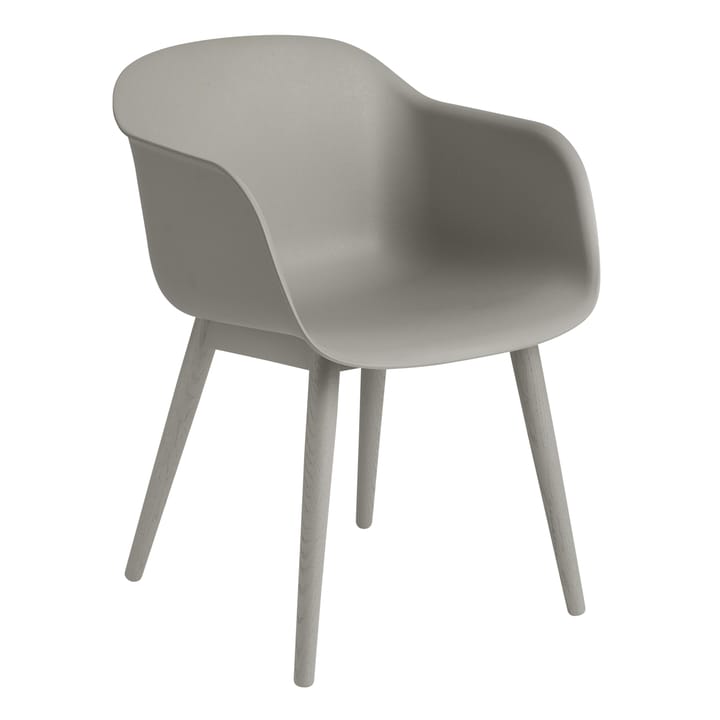 Fiber Chair stol med armlæn og træben - grå - Muuto