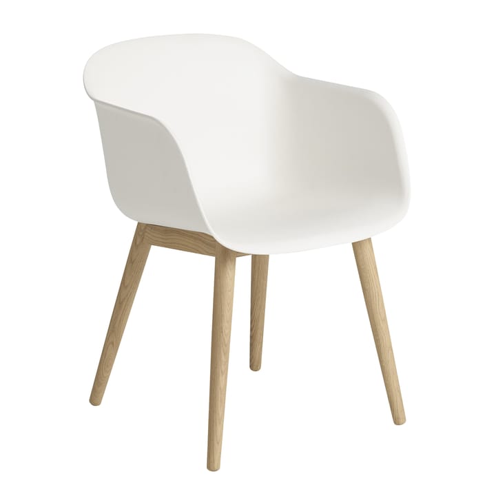 Fiber Chair stol med armlæn og træben - hvid-egetræ - Muuto