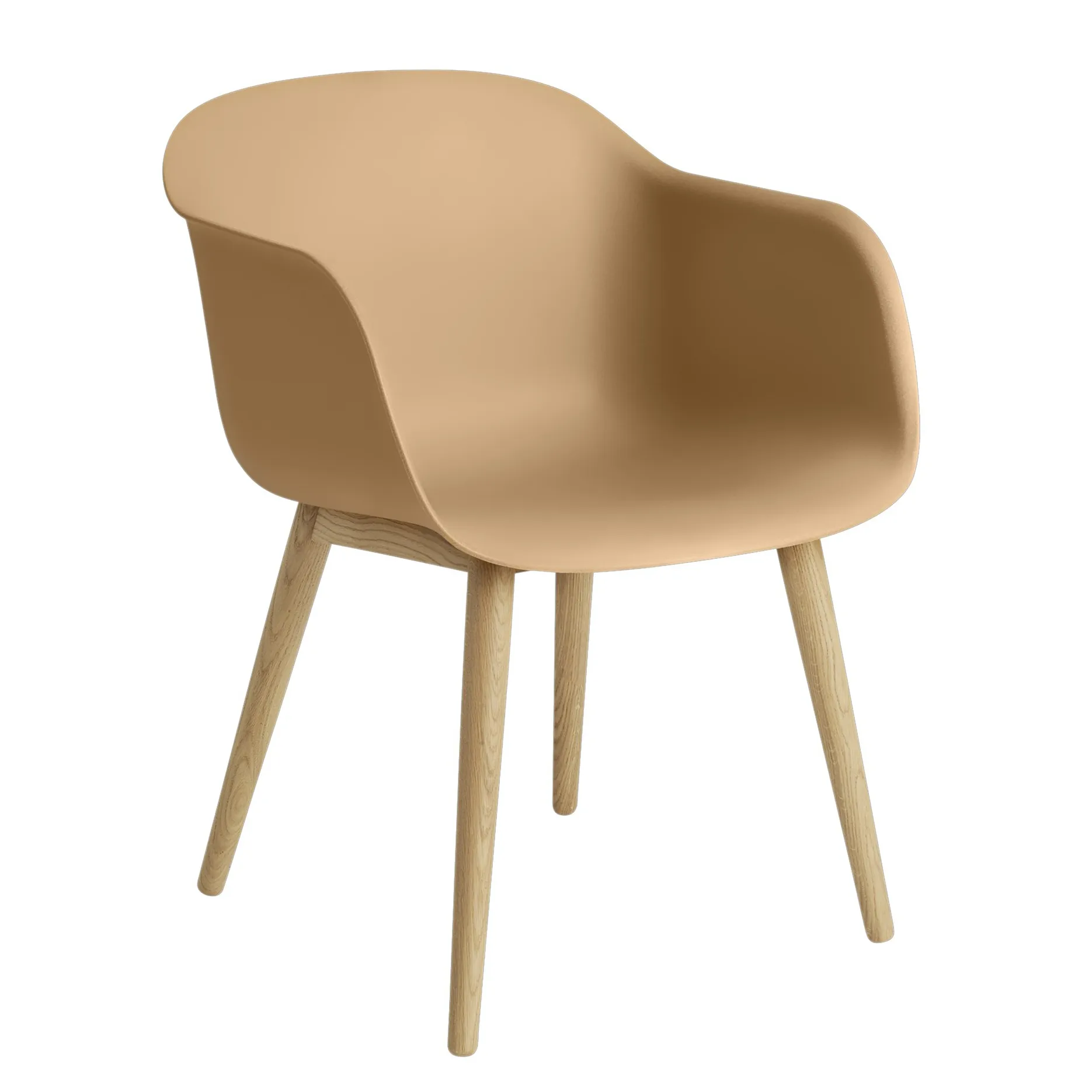 Fiber Chair stol med armlæn og træben, Ochre/Oak Muuto