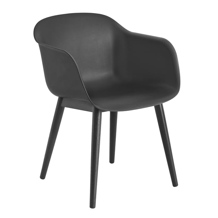 Fiber Chair stol med armlæn og træben - sort - Muuto