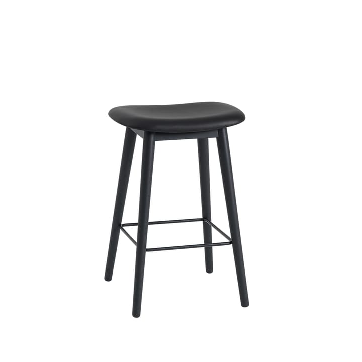 Fiber counter stool 65 cm - læder black, sorte ben - Muuto