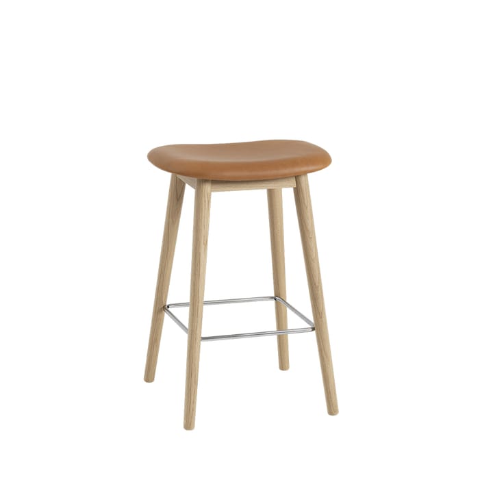 Fiber counter stool 65 cm - læder cognac, ben i eg - Muuto