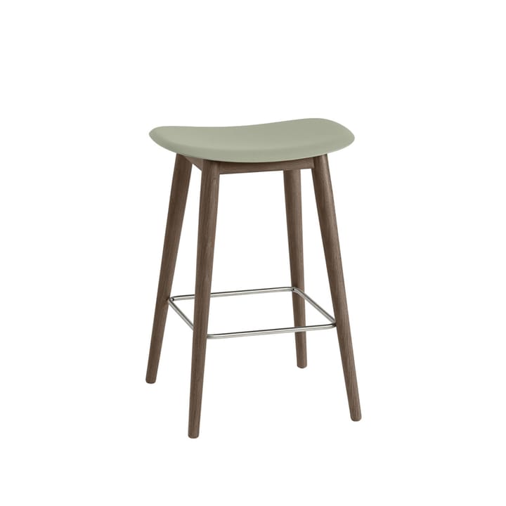 Fiber counter stool 75 cm - dusty green, mørkebrunbejdsede ben - Muuto