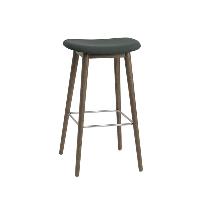 Fiber counter stool 75 cm - stof Twill Weave 990 dark green, brunbejdsede egetræsben - Muuto